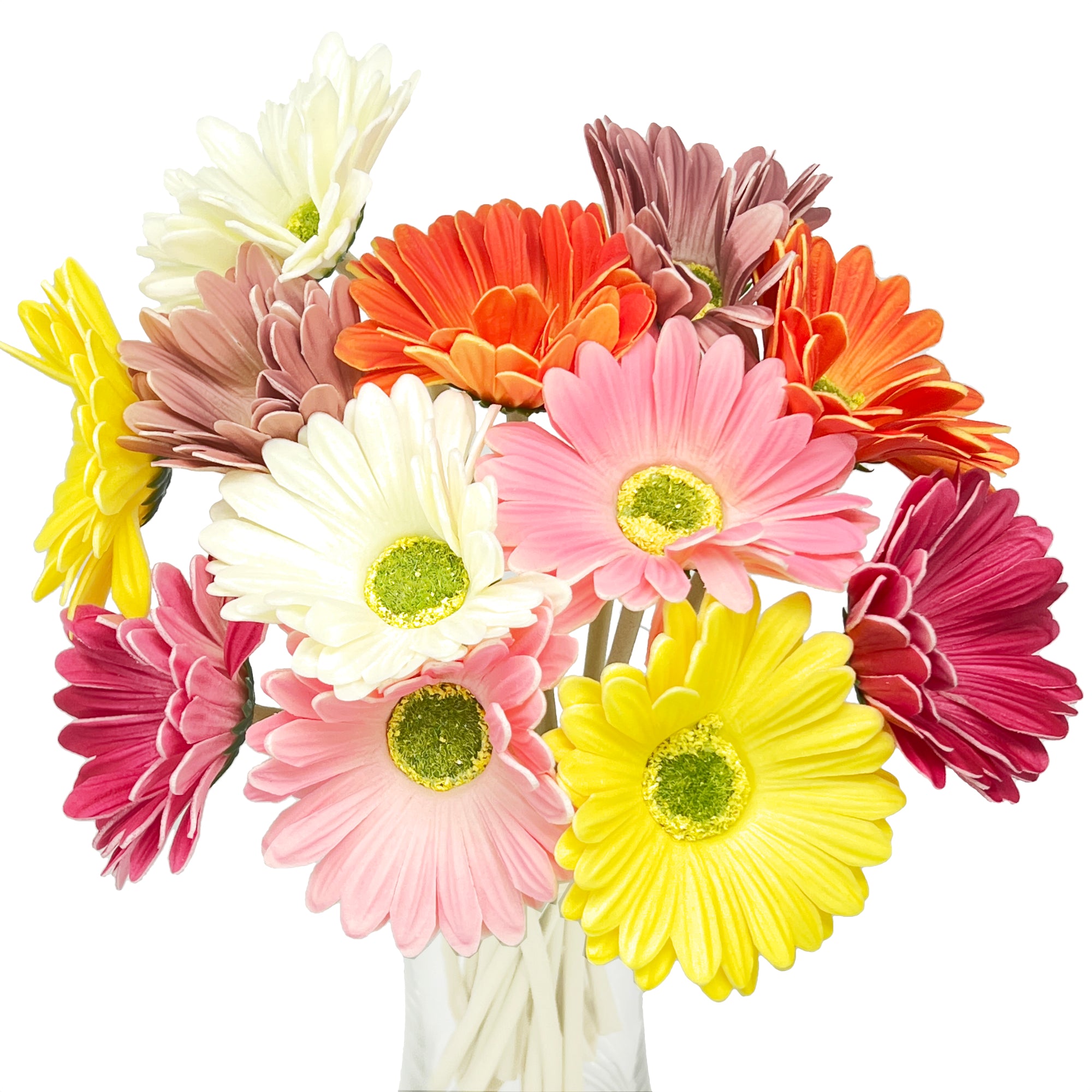 8pcs Artificial Daisies - Silk African Daisy Stems - Sky Blue - Home & Party Decor - No Maintenance Needed
