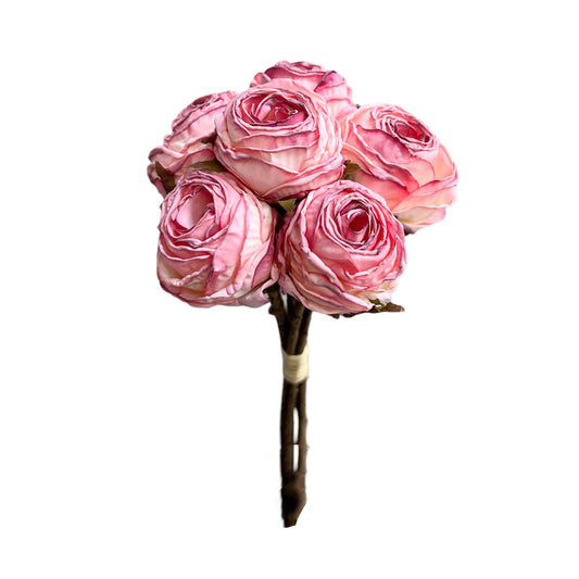 Artificial Toasted Edges Handcrafted Rose Stem (Set of 6)