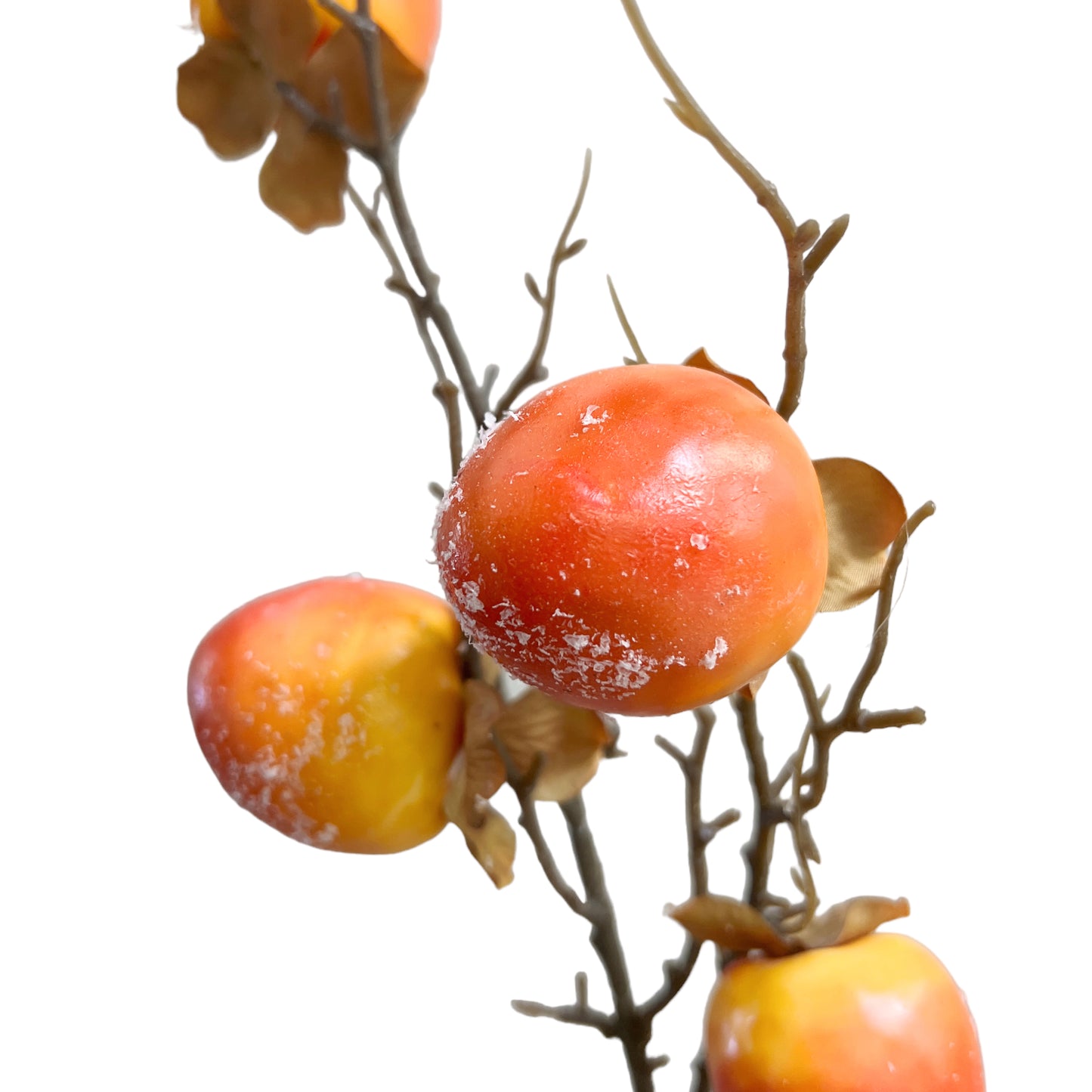Set of 2 Artificial Persimmon Branch Stems with a Touch of Artificial Snow, 30 inches Tall