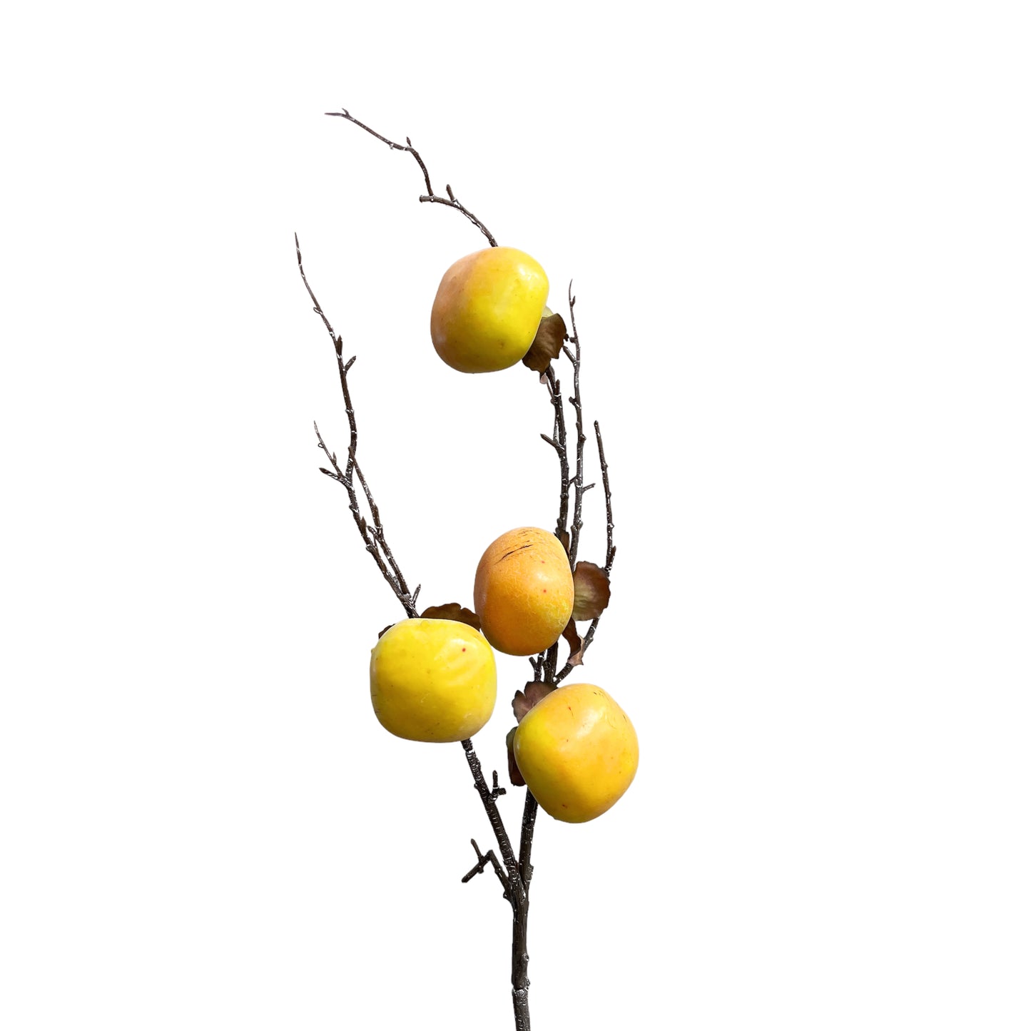 Set of 2 Artificial Persimmon Branches - Lifelike Decorative Stems, 30 inches Tall