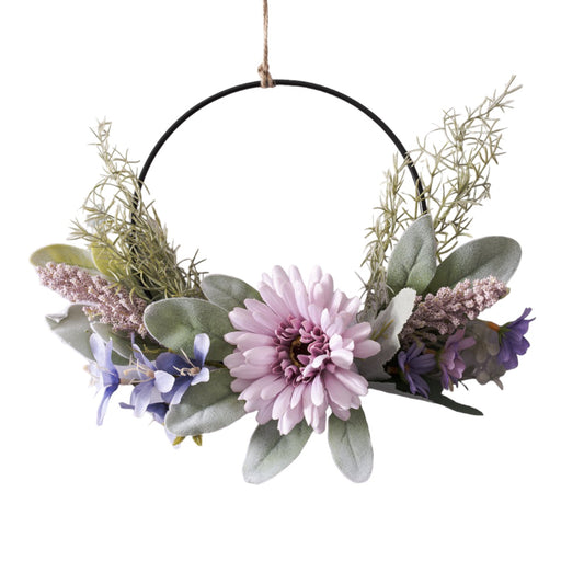 Artificial Chrysanthemum and Phalaenopsis Floral Wreath Decoration