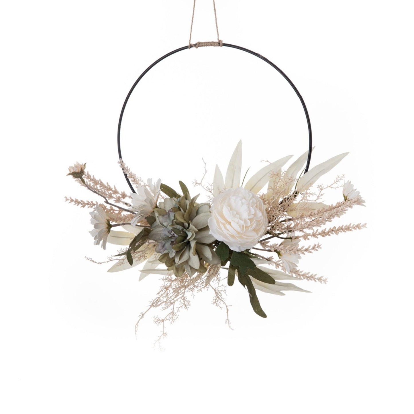 Artificial Dahlia, Tea Rose, and Daisy Floral Wreath Decoration