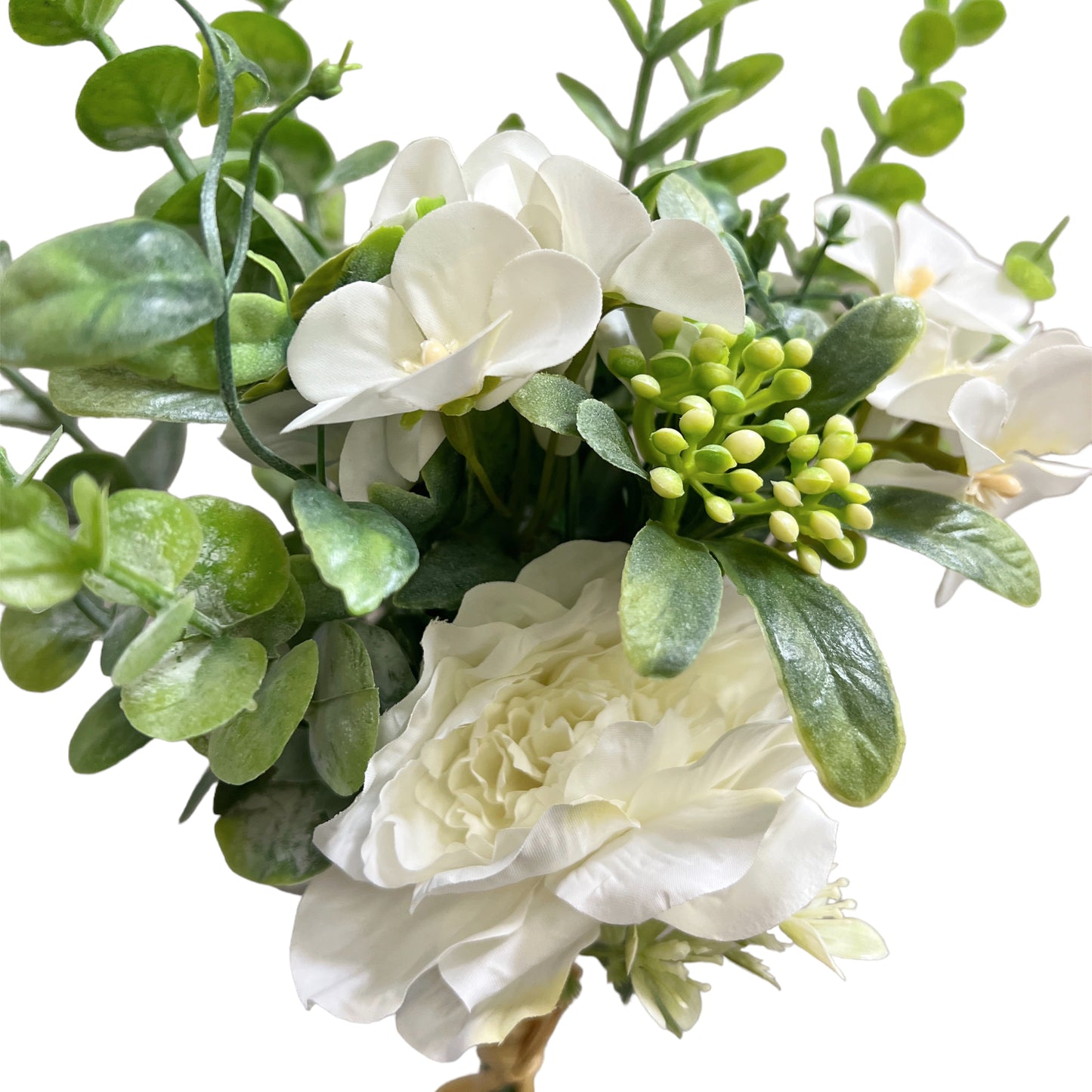 Artificial Camellia Eucalyptus Flower Bouquet Floral Arrangement