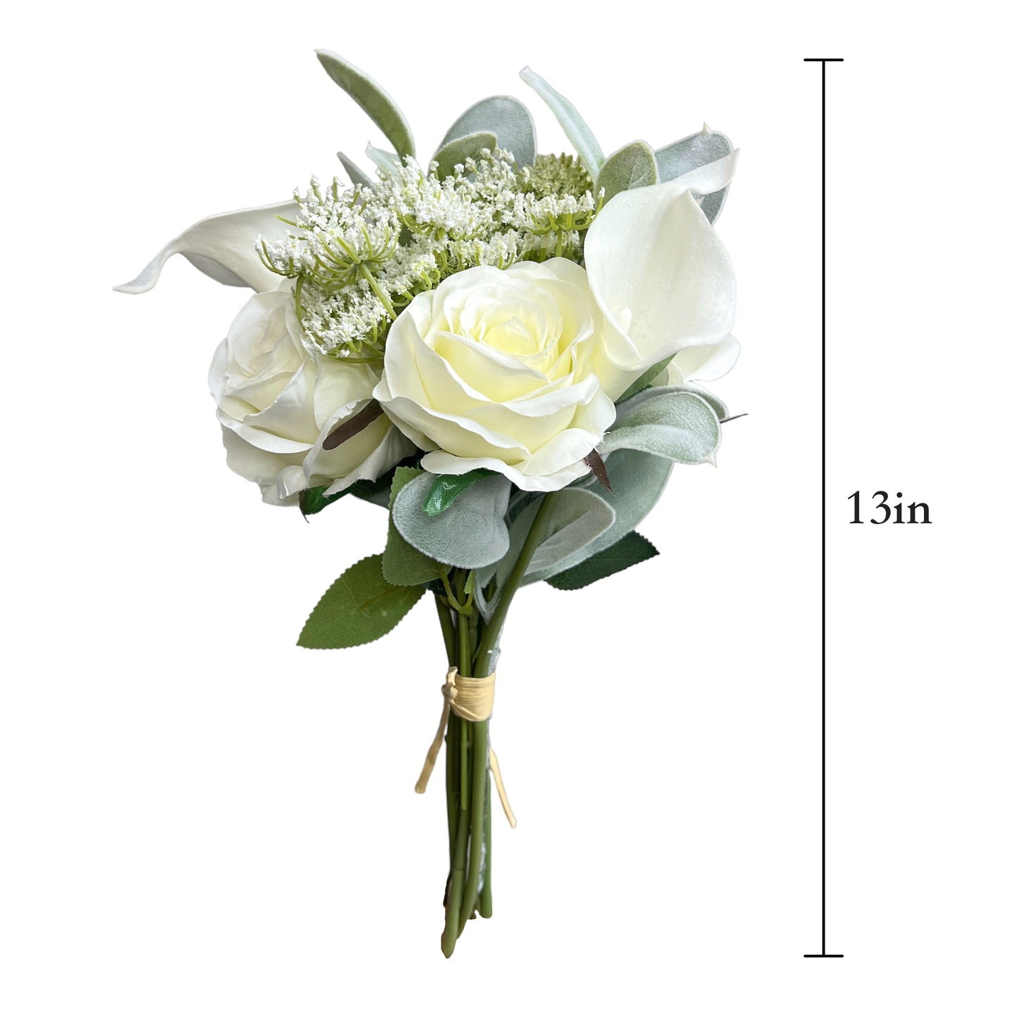 Faux Calla Lily, Rose, and Hydrangea Flower Bouquet - Elegant Artificial Floral Arrangement