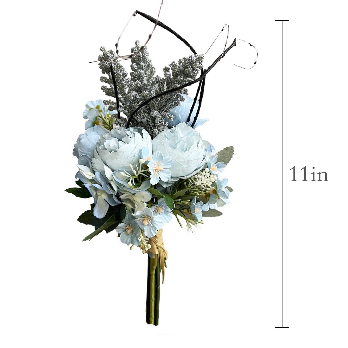 Artificial Light Blue Tea Rose Lotus and Hydrangea Bouquet Arrangement