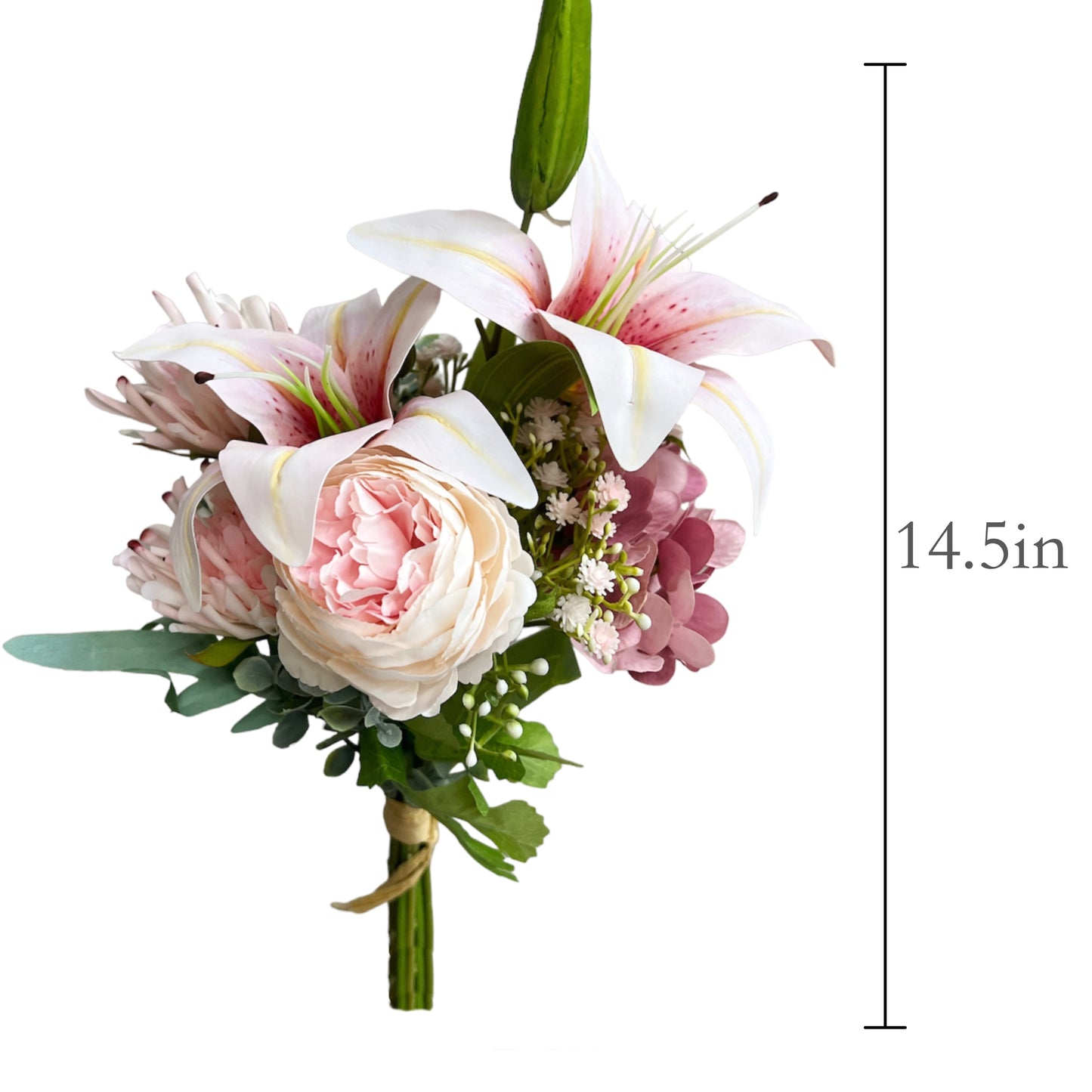 Artificial Lily Rose Cockscomb Bouquet Arrangement