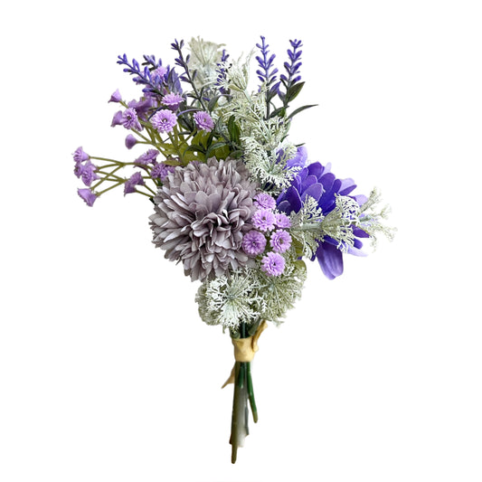 Artificial Purple Daisy Tea Rose Lavender and Dandelion Bouquet Arrangement