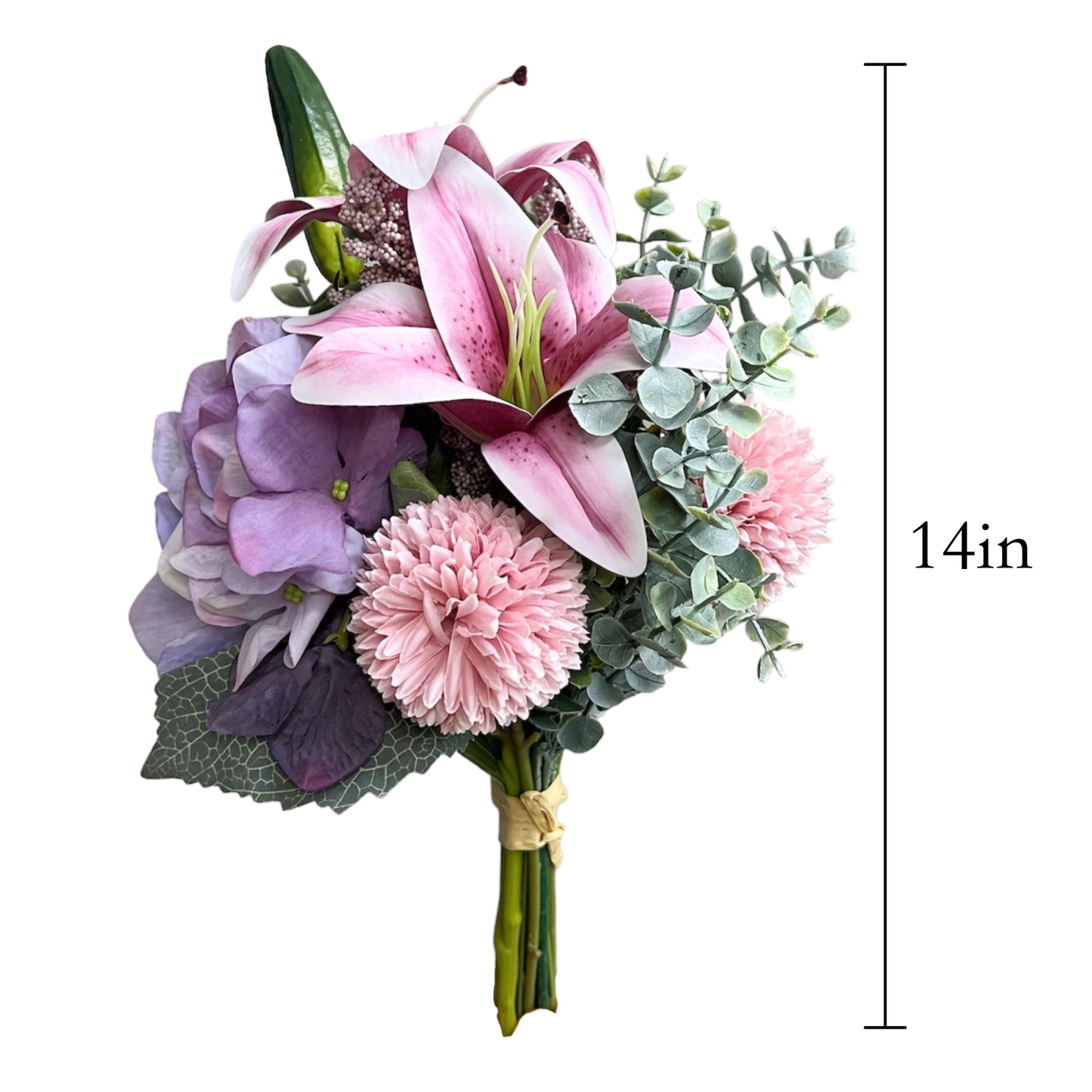 Artificial Lily, Hydrangea, and Eucalyptus Bouquet Arrangement