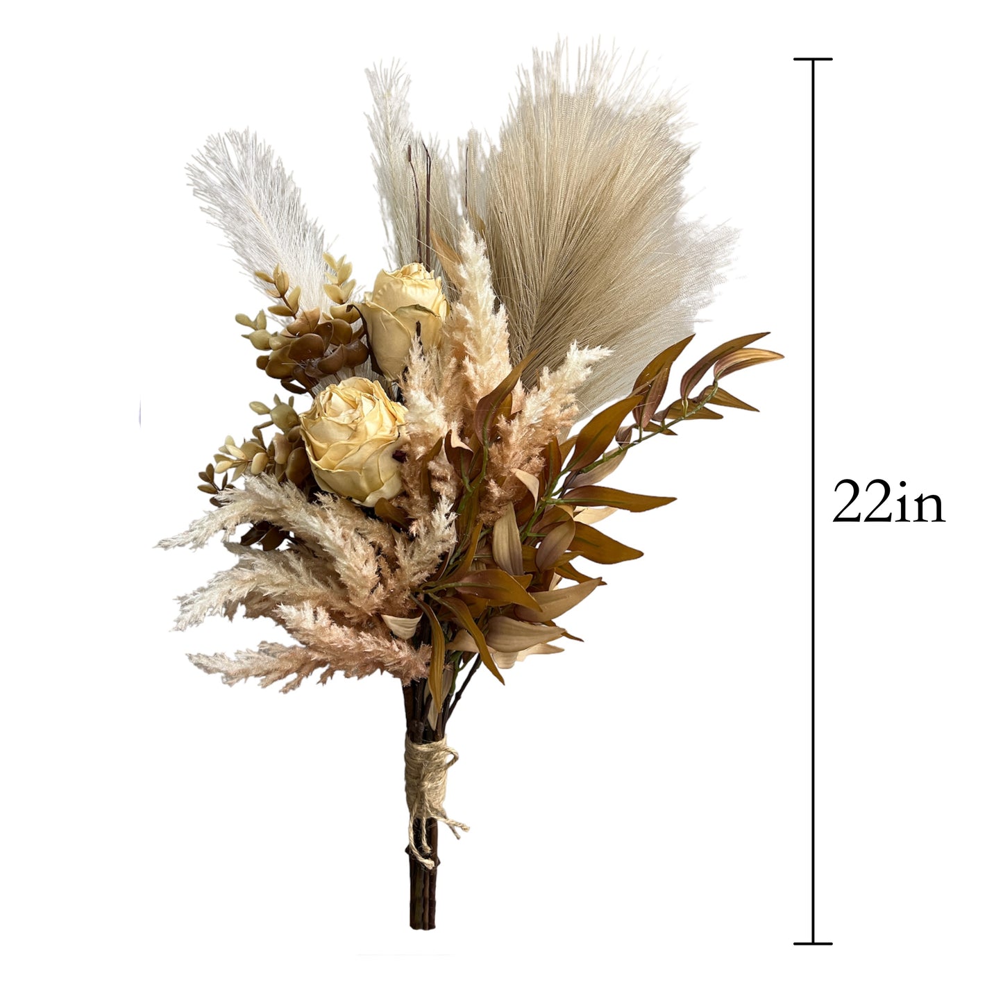 Artificial Autumn Rose, Pampas Grass, and Eucalyptus Bouquet Arrangement