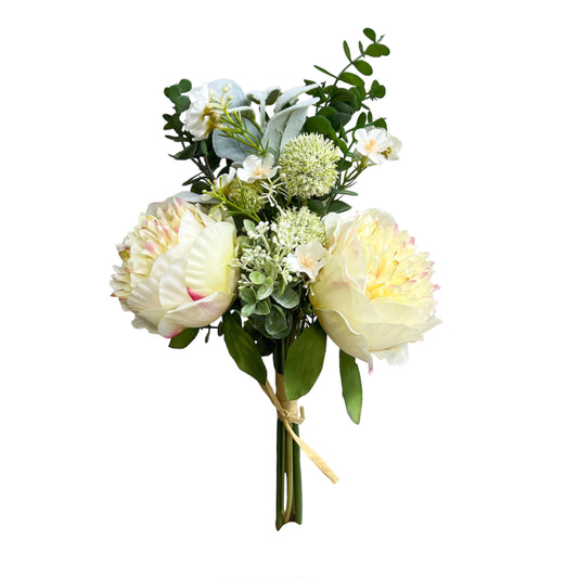 Artificial Peony, Daisy, Rabbit's Ear, Eucalyptus Bouquet Arrangement