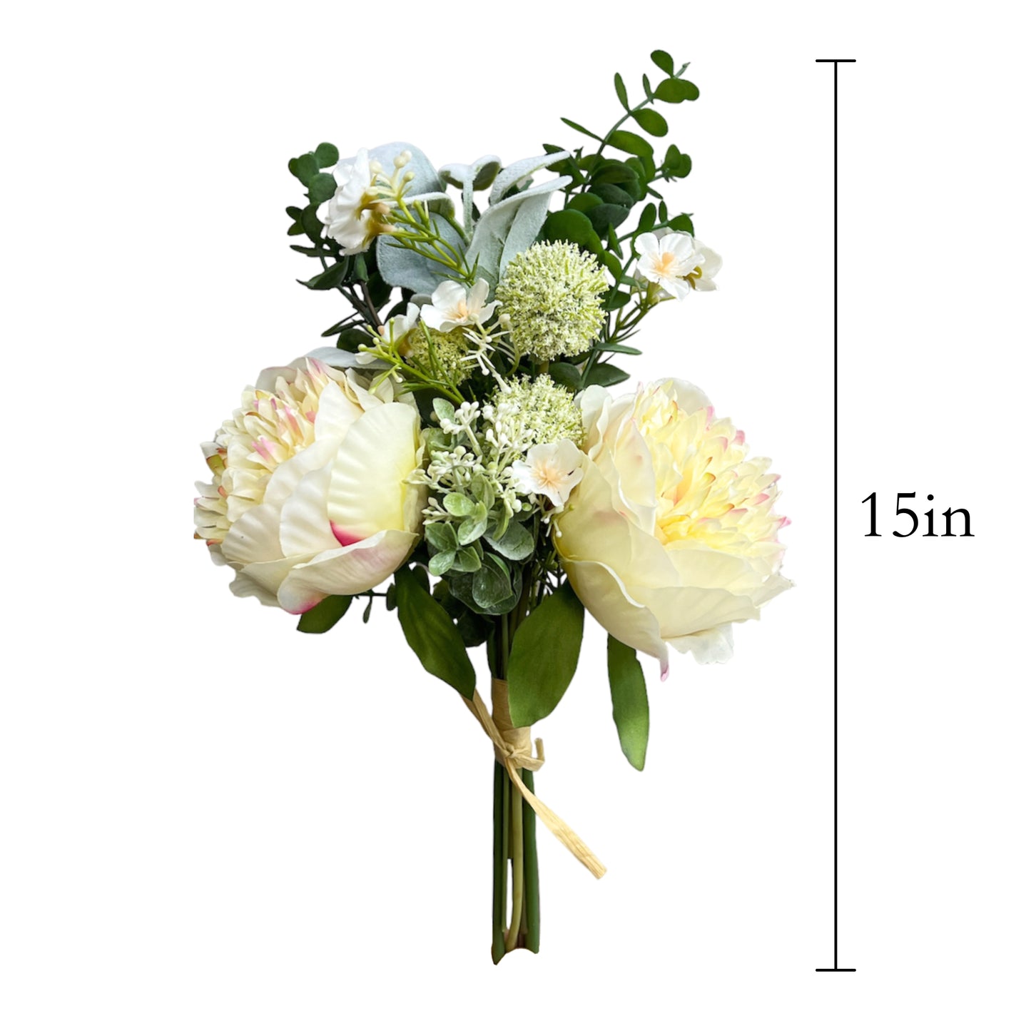 Artificial Peony, Daisy, Rabbit's Ear, Eucalyptus Bouquet Arrangement