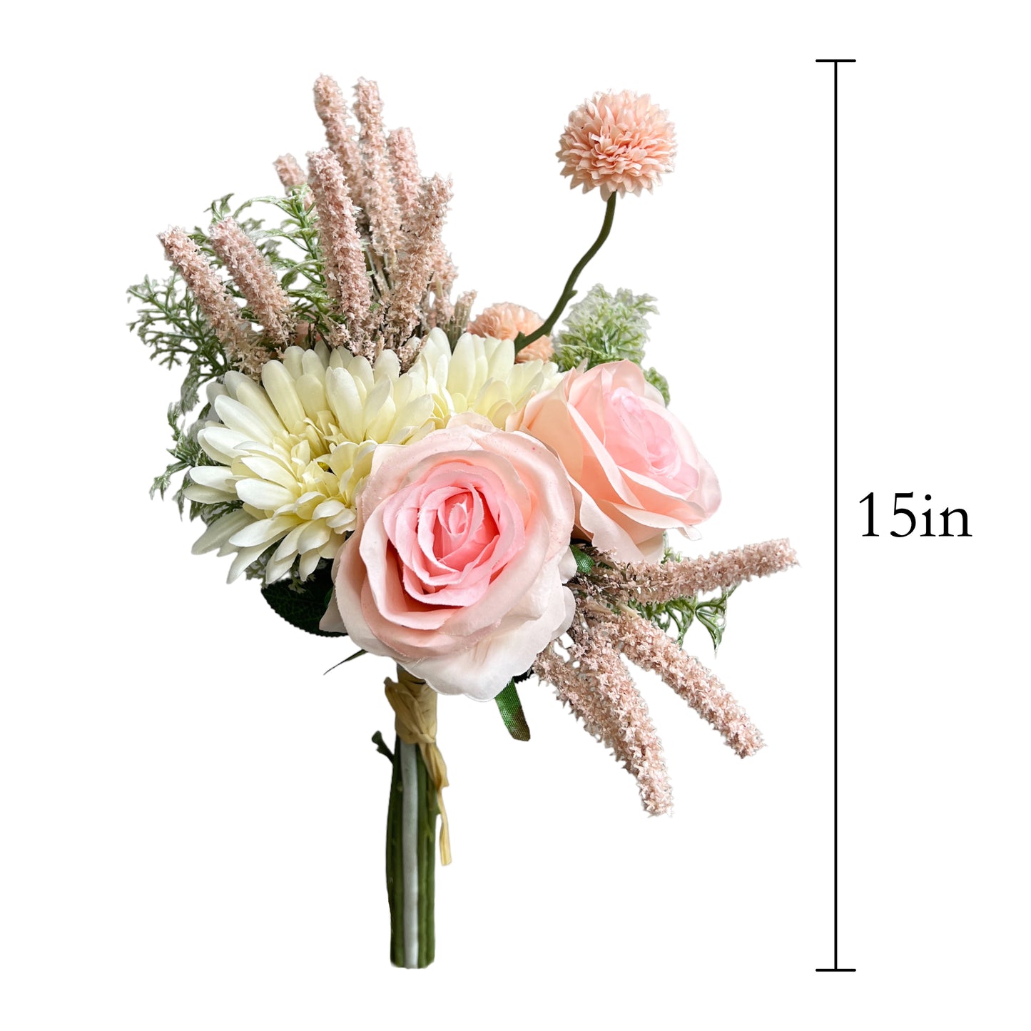 Artificial Rose and Flower Meadow Bouquet Arrangement