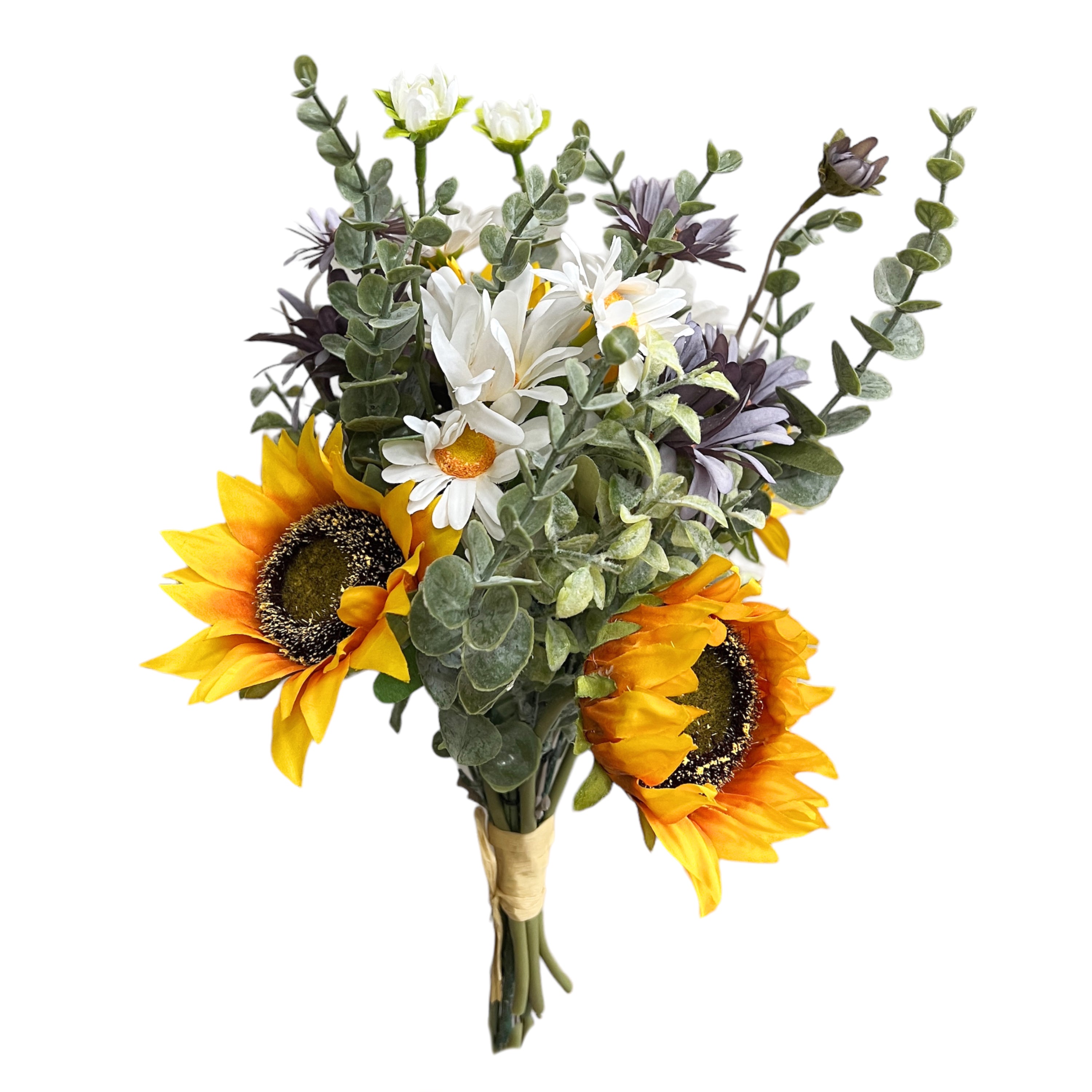 sunflower and succulent bouquet Artificial Sunflower Daisy and Eucalyptus Bouquet Arrangement