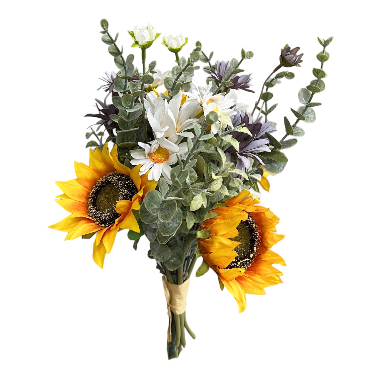 Artificial Sunflower Daisy and Eucalyptus Bouquet Arrangement