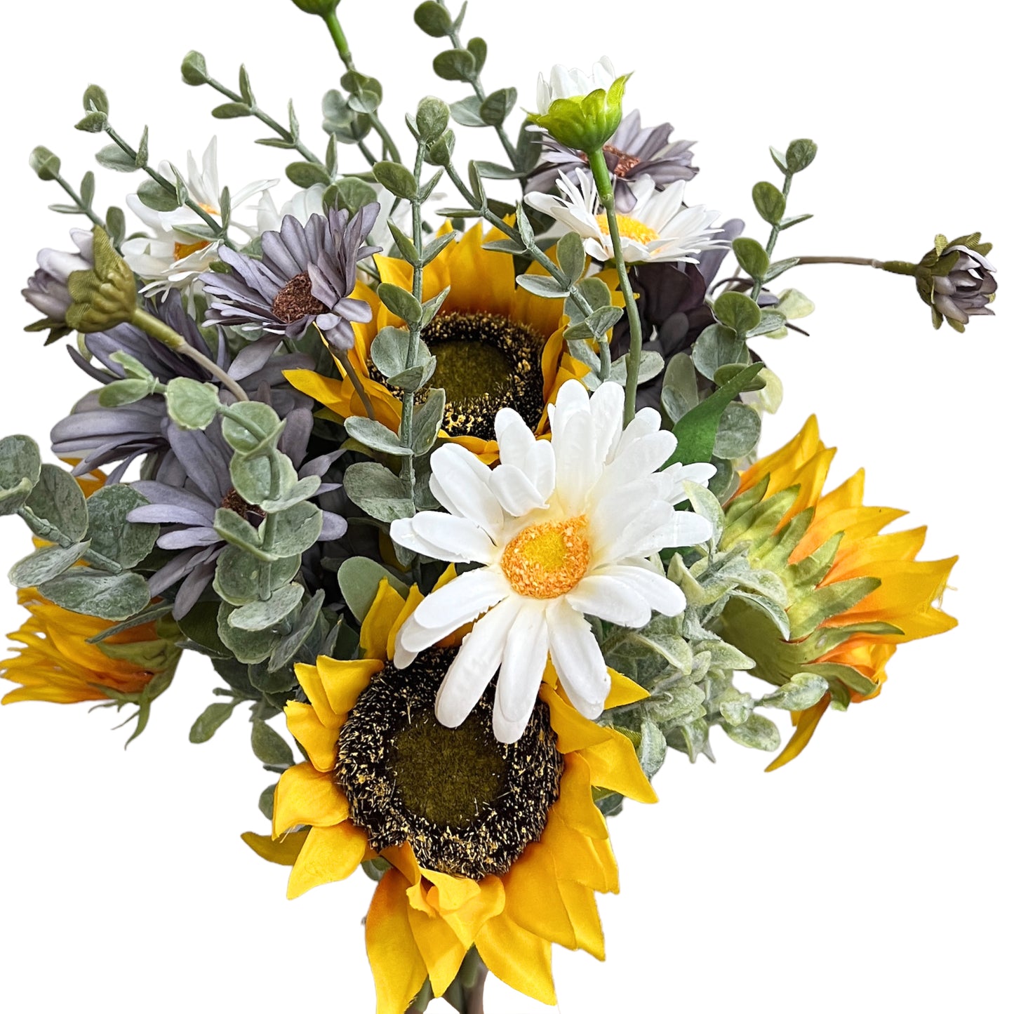 Artificial Sunflower Daisy and Eucalyptus Bouquet Arrangement