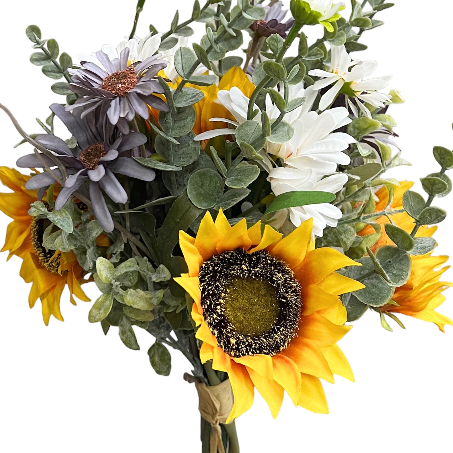 Artificial Sunflower Daisy and Eucalyptus Bouquet Arrangement