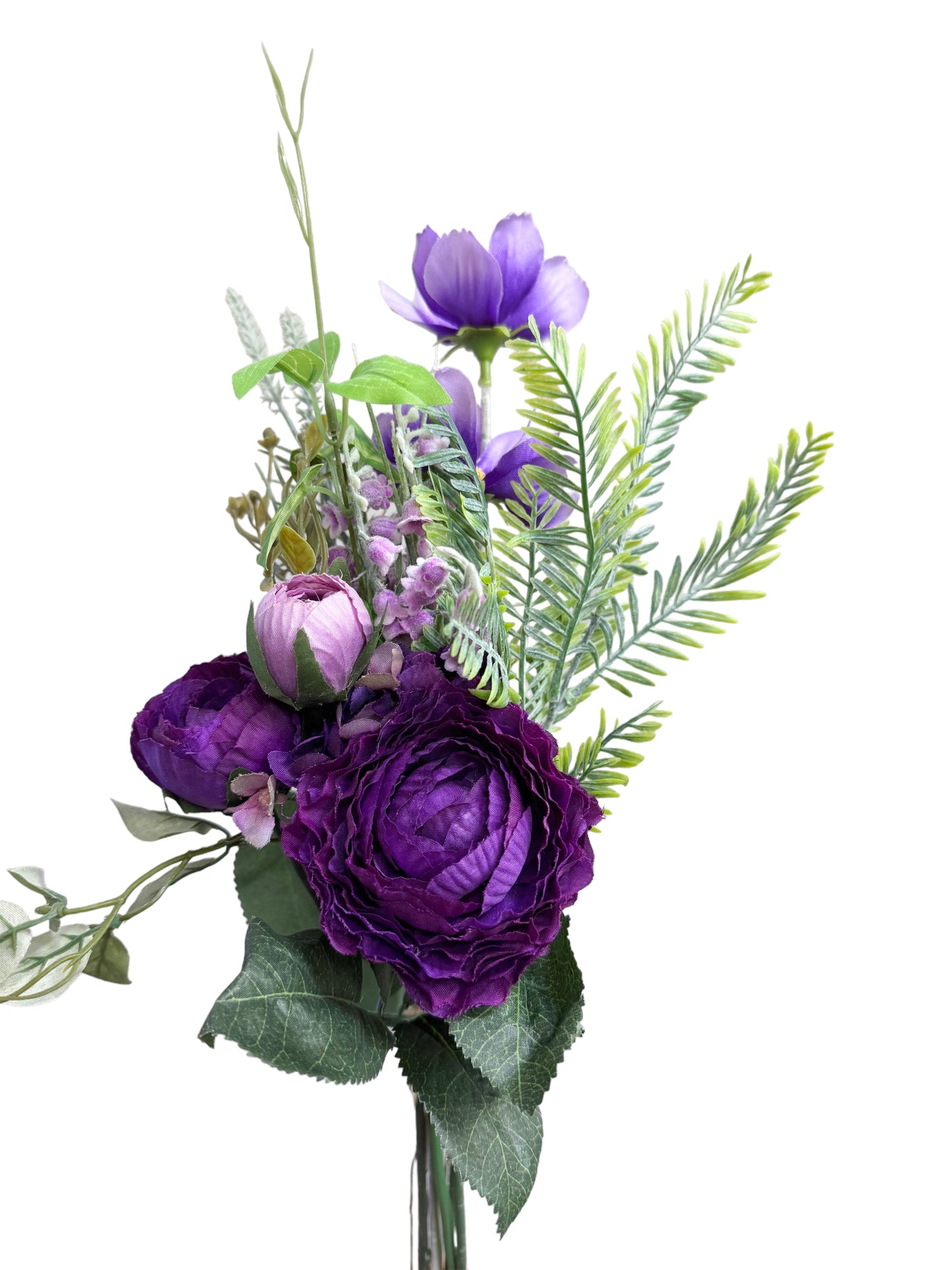 Regal Purple Ranunculus Arrangement - 17" Artificial Flower Bouquet