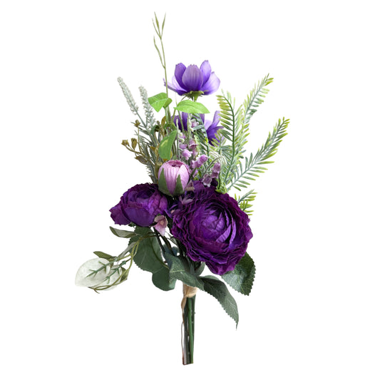 Regal Purple Ranunculus Arrangement - 17" Artificial Flower Bouquet