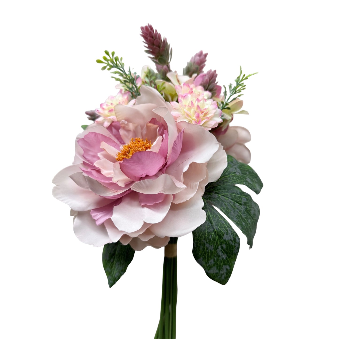 Elegant Faux Floral Bouquet - 15-inch Pink and Cream Artificial Flower Arrangement