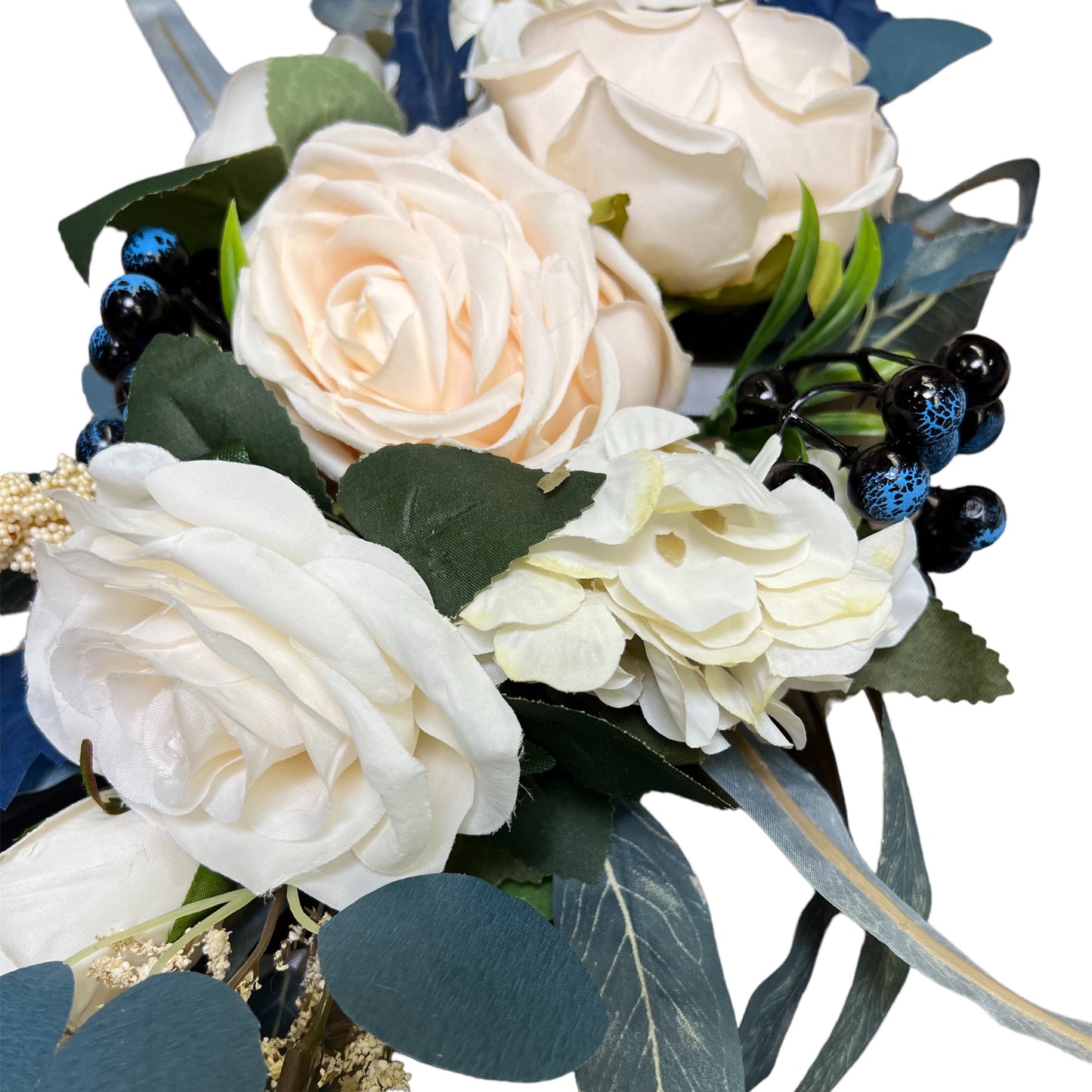 Navy Teal and Blueberry Wedding Artificial Welcome Sign Floral Set