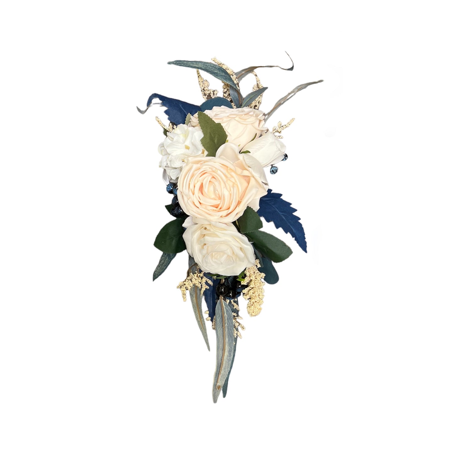 Navy Teal and Blueberry Wedding Artificial Welcome Sign Floral Set