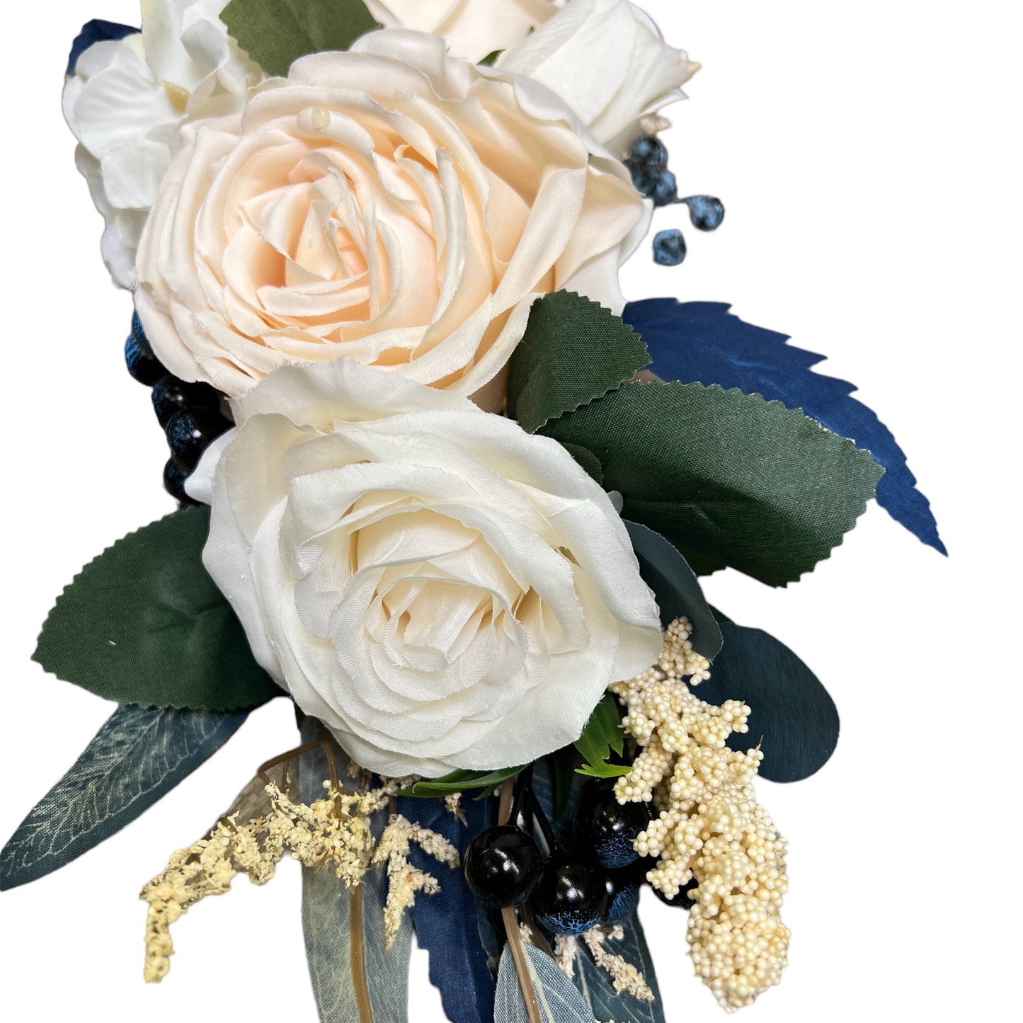 Navy Teal and Blueberry Wedding Artificial Welcome Sign Floral Set