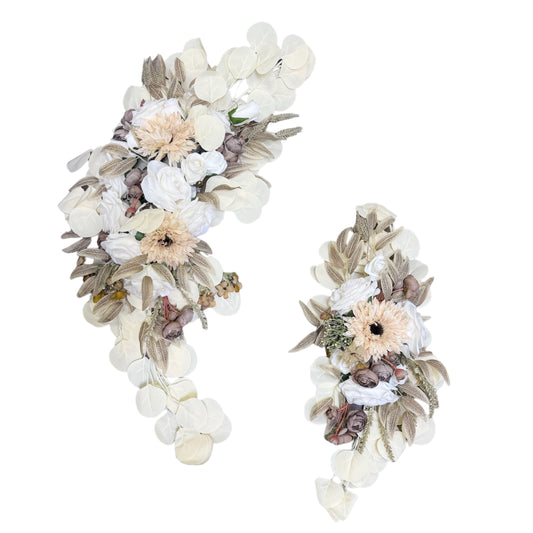 Wedding Arch Floral Decor Set - Ivory Elegance, Large & Small