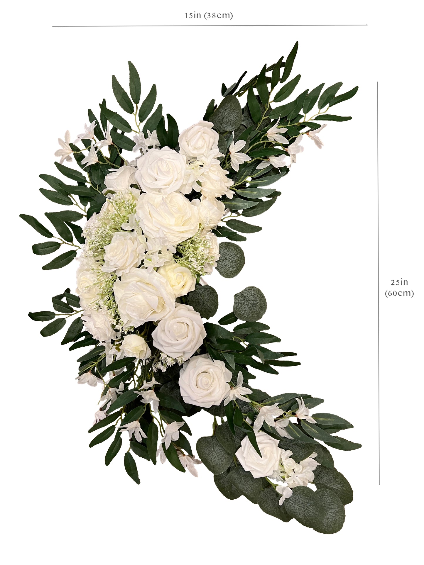Artificial White Rose and Eucalyptus Wedding Arch Backdrop Decor - Set of 2