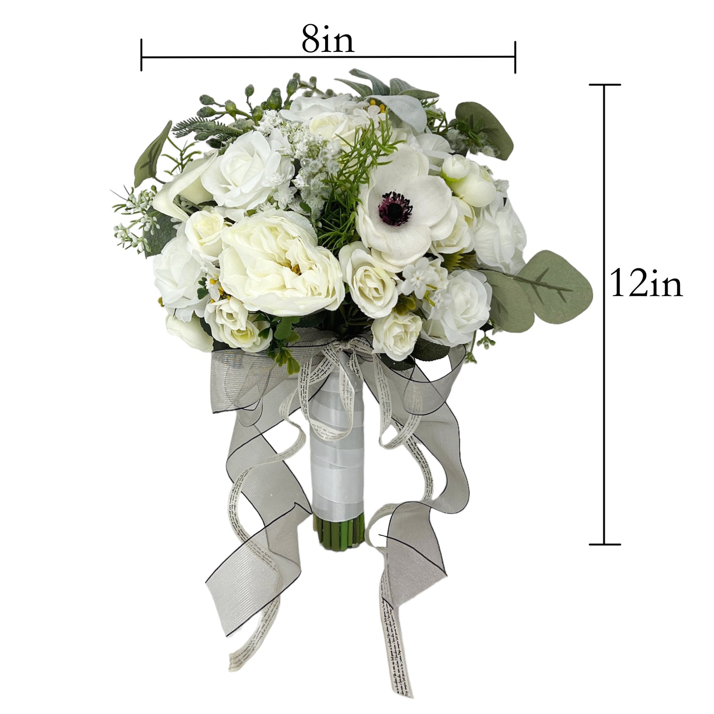 Elegant Artificial Wedding Bouquet with Roses and Calla Lilies for Brides and Bridesmaids