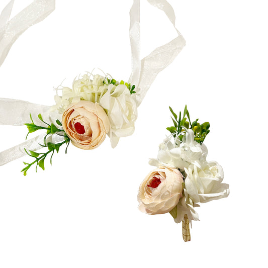 Artificial Rose Corsage and Boutonniere for Weddings