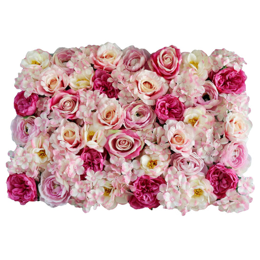 Artificial Flower Wall Panel with Roses and Hydrangeas for Wedding and Party Background Decoration (23" x 15")
