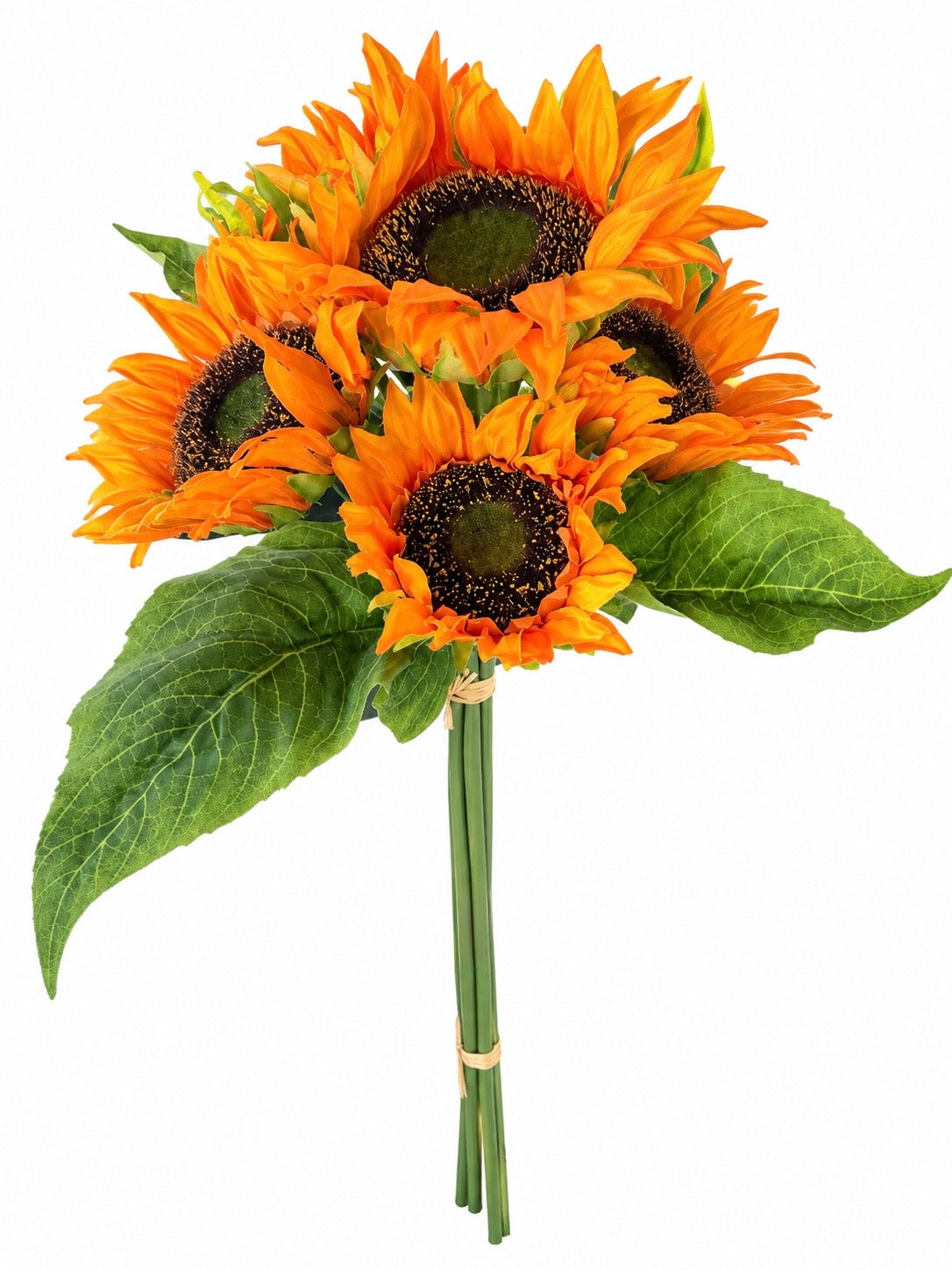 Artificial Sunflower Bouquet – 7 Stems, 14" Orange Faux Flowers