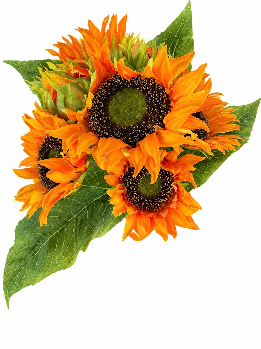 Artificial Sunflower Bouquet – 7 Stems, 14" Orange Faux Flowers
