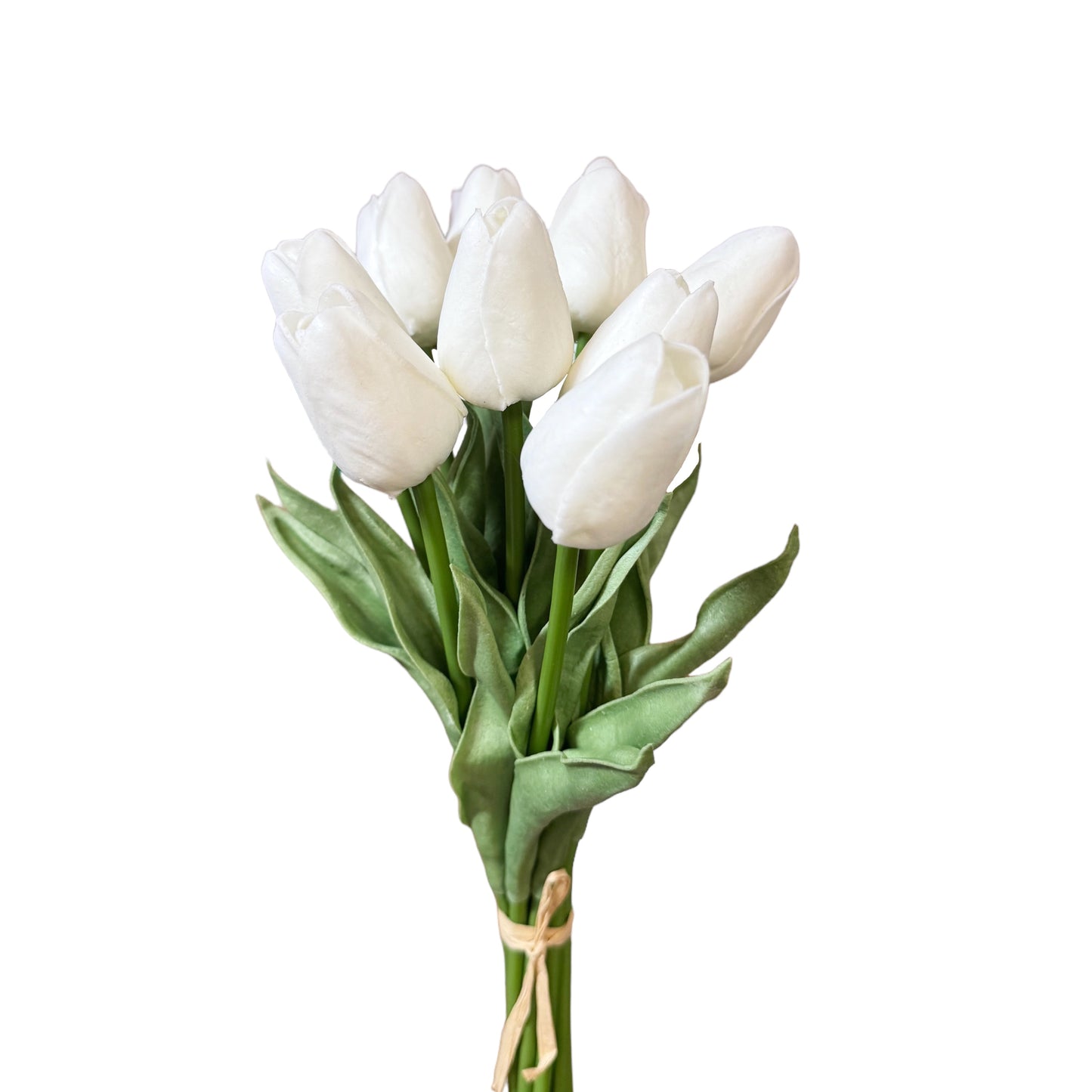 Artificial Tulip Stems – Real Touch PU Flowers (Light Pink & White), 13.5" Home Decor & Wedding