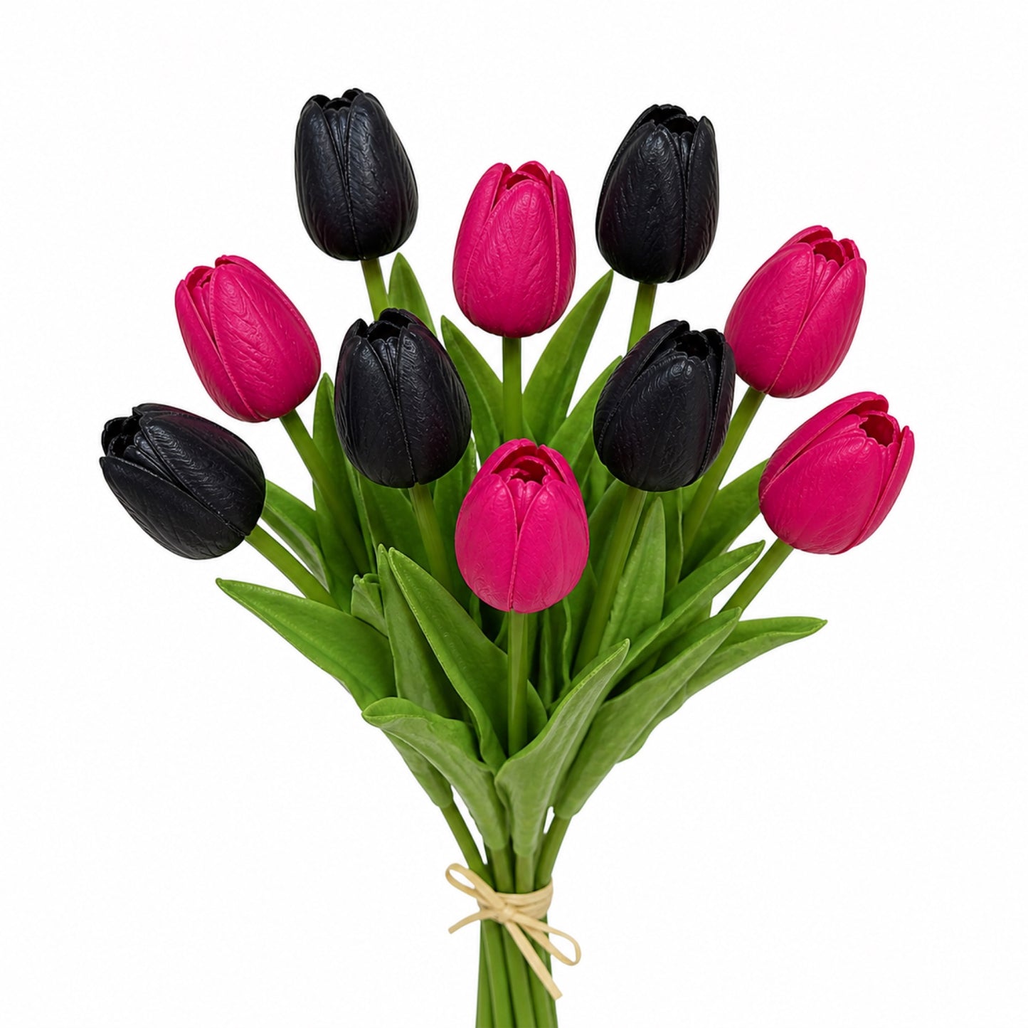 Artificial Tulip Stems – Real Touch PU Tulips (Black, Magenta or Mixed) for Home Decor, Wedding & Gifts