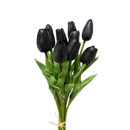 Artificial Tulip Stems – Real Touch PU Tulips (Black, Magenta or Mixed) for Home Decor, Wedding & Gifts