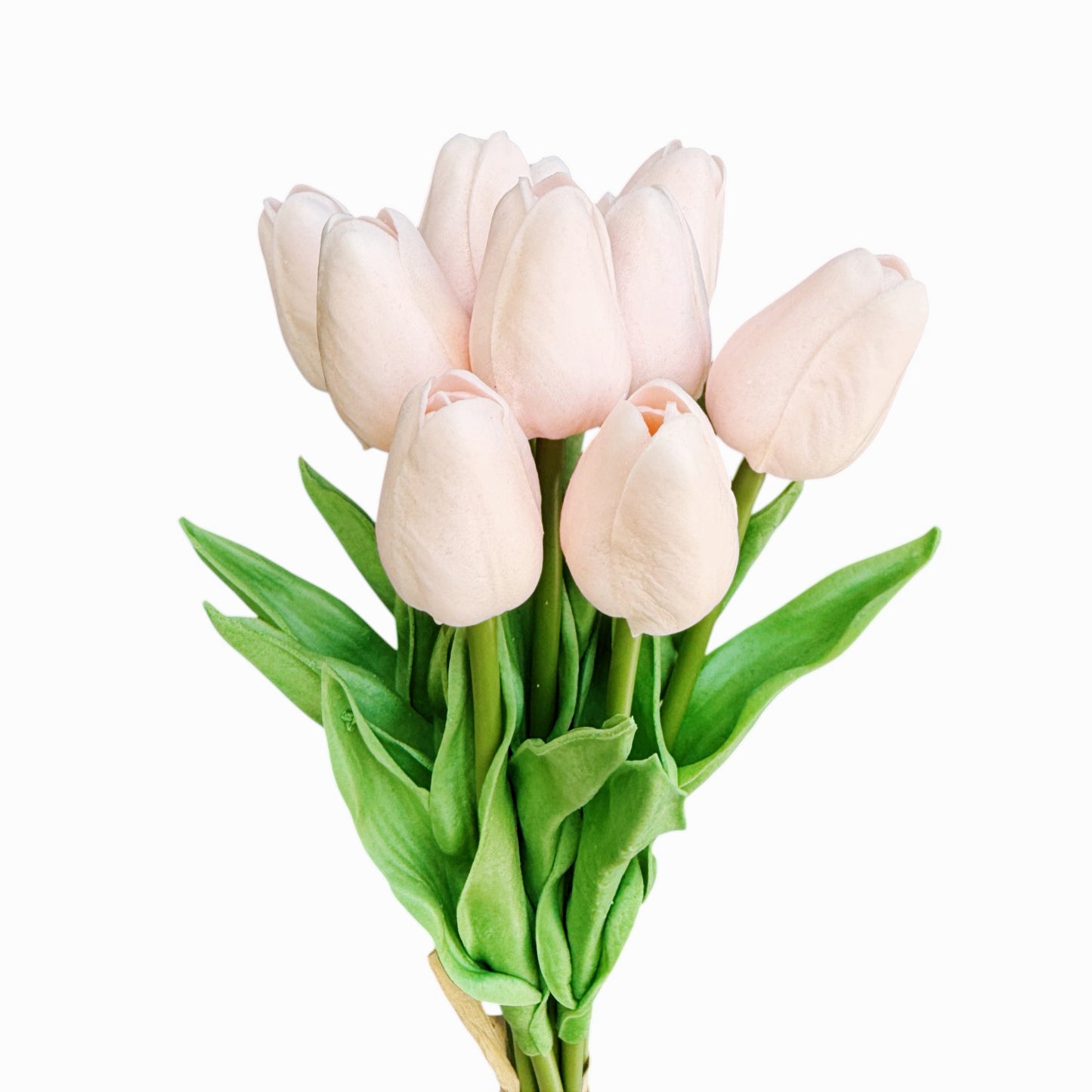Artificial Tulip Stems – Real Touch PU Flowers (Light Pink & White), 13.5" Home Decor & Wedding