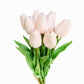 Artificial Tulip Stems – Real Touch PU Flowers (Light Pink & White), 13.5" Home Decor & Wedding