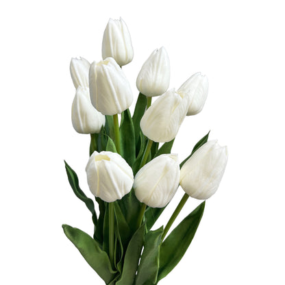 18" Real Touch Artificial Tulips – Set of 10 Long Stem Faux Tulips