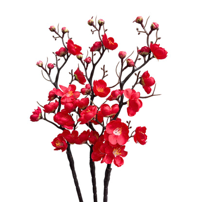 Set of 3 Artificial Plum Blossom Stems 24 inch Tall