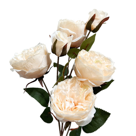 Set of 2 Artificial Champagne Rose Stems, 30 Inches Tall