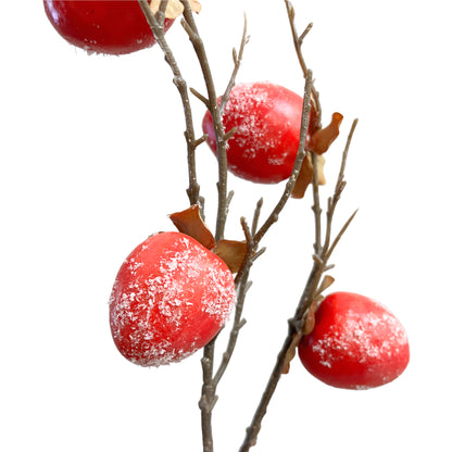 Set of 2 Artificial Persimmon Branch Stems with a Touch of Artificial Snow, 30 inches Tall