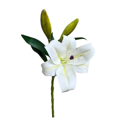 Set of 2 Elegant Artificial Lily Stems, with Blooms and Buds