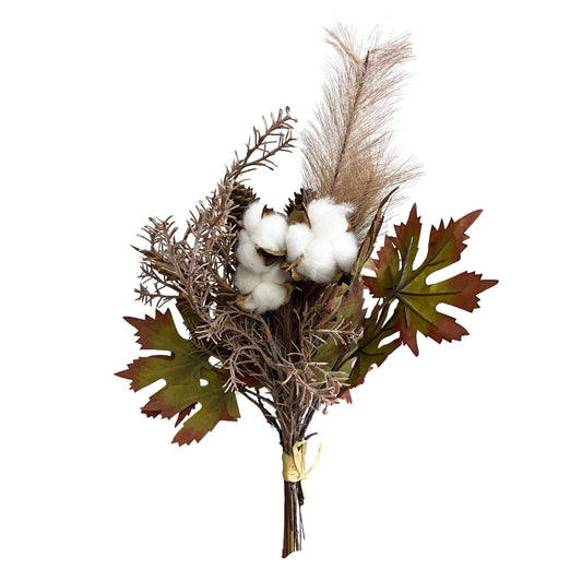 Autumn Artificial Maple Leaf and Pinecone Bouquet Arrangement