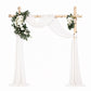 White Wedding Arch Decor Set with Drapes & Floral Arrangements