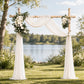 White Wedding Arch Decor Set with Drapes & Floral Arrangements