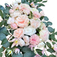 Wedding Arch Floral Swag Set – 2-Piece Artificial Flower Arrangement with Pink & White Roses, Eucalyptus – Elegant Event Décor