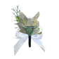 Classic White Artificial Boutonniere with Green Accents