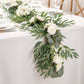 Elegant Wedding Garland – Artificial White Rose & Greenery Floral Runner, Flexible Table & Arch Decor