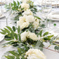Elegant Wedding Garland – Artificial White Rose & Greenery Floral Runner, Flexible Table & Arch Decor